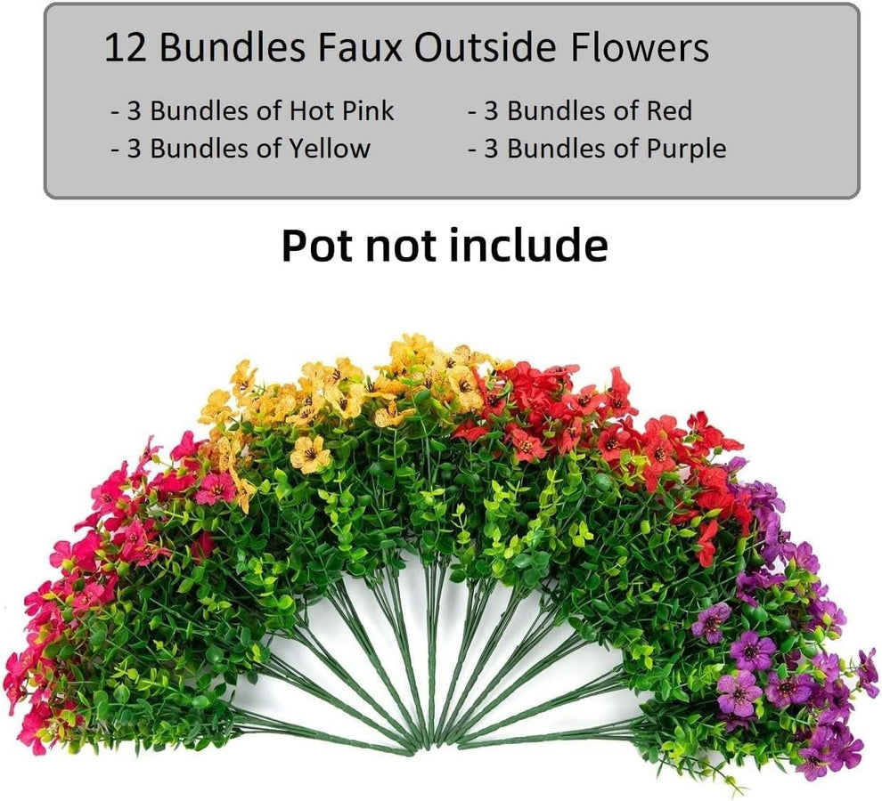 💐12PCS Artificial UV-resistant flowers: suitable for patios, porches and balconies-Sunset