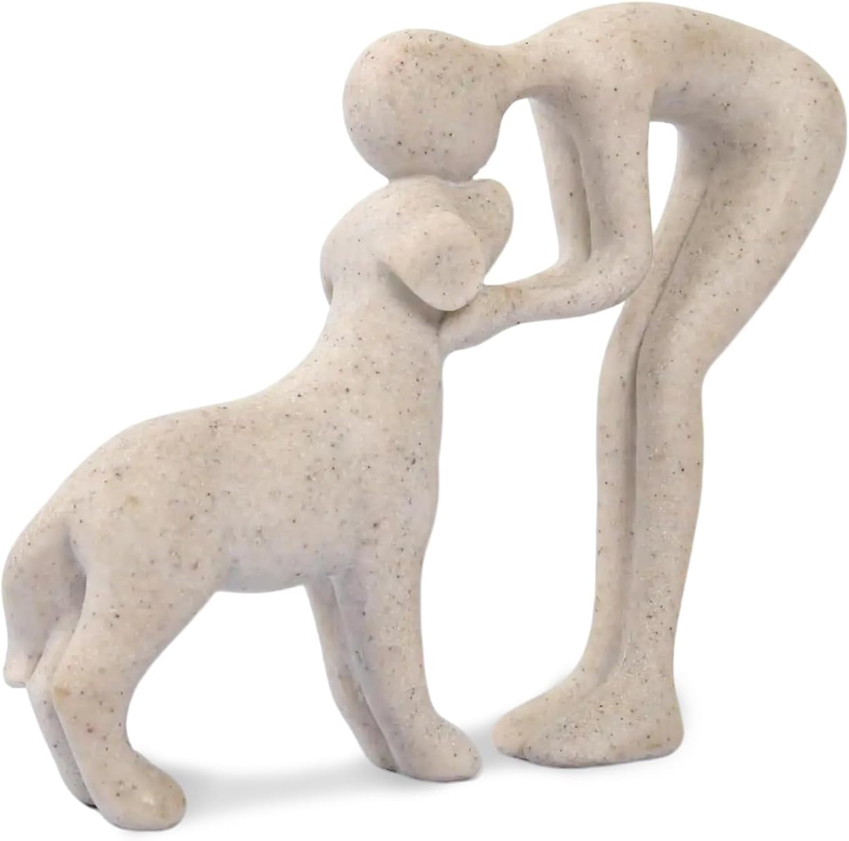 Person & Dog Bond Sculpture – Abstract Pet Lover Figurine