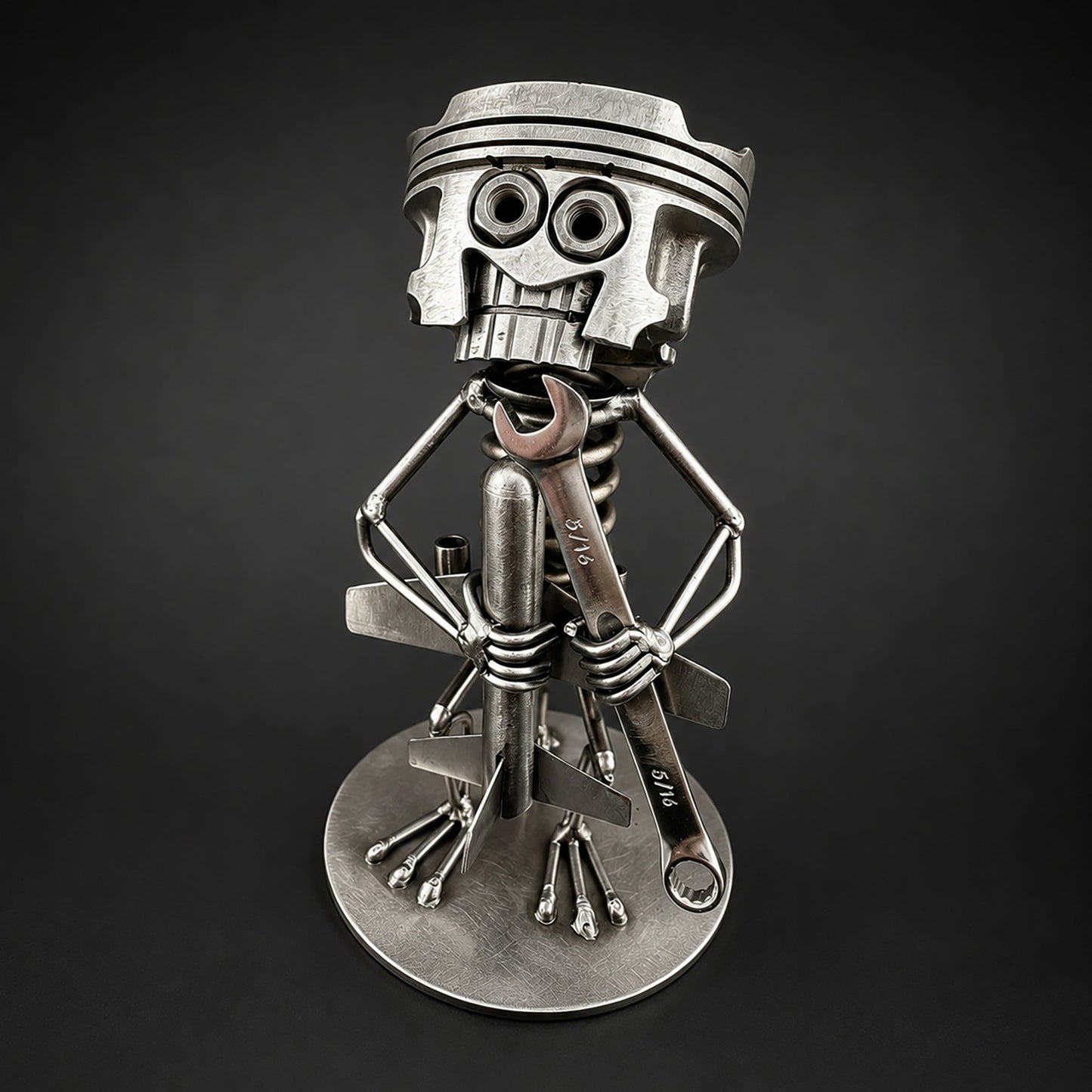 Handmade Piston Robot Sculpture – Built From Real Engine Parts