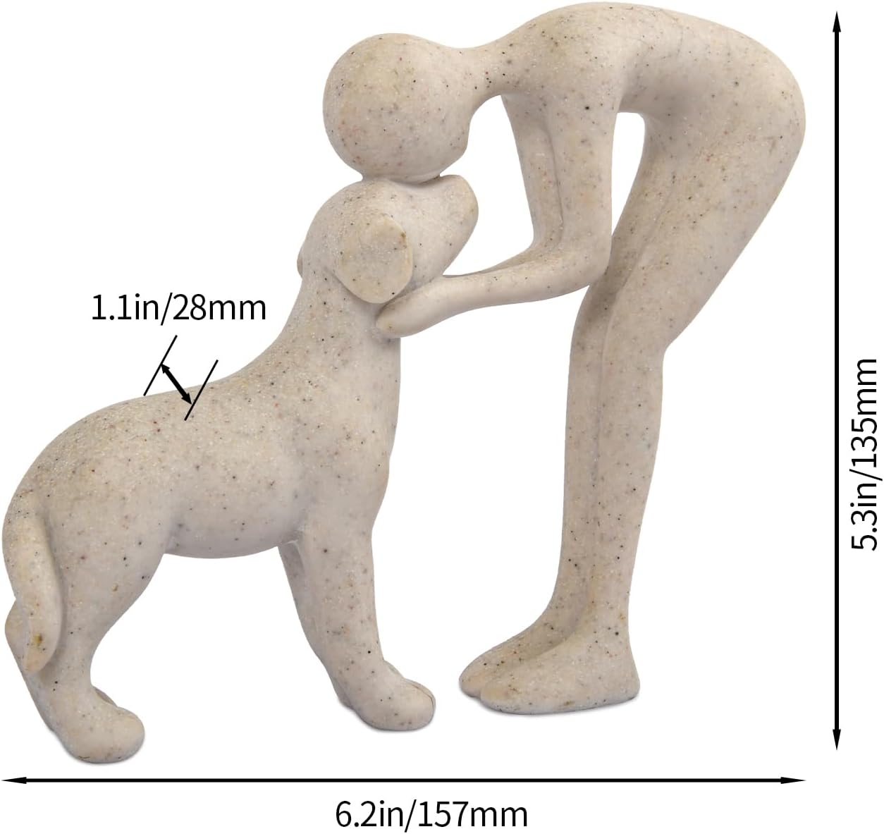 Person & Dog Bond Sculpture – Abstract Pet Lover Figurine