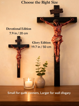Pre-Blessed Solid Walnut Jesus Crucifix for Home Prayer & Reflection