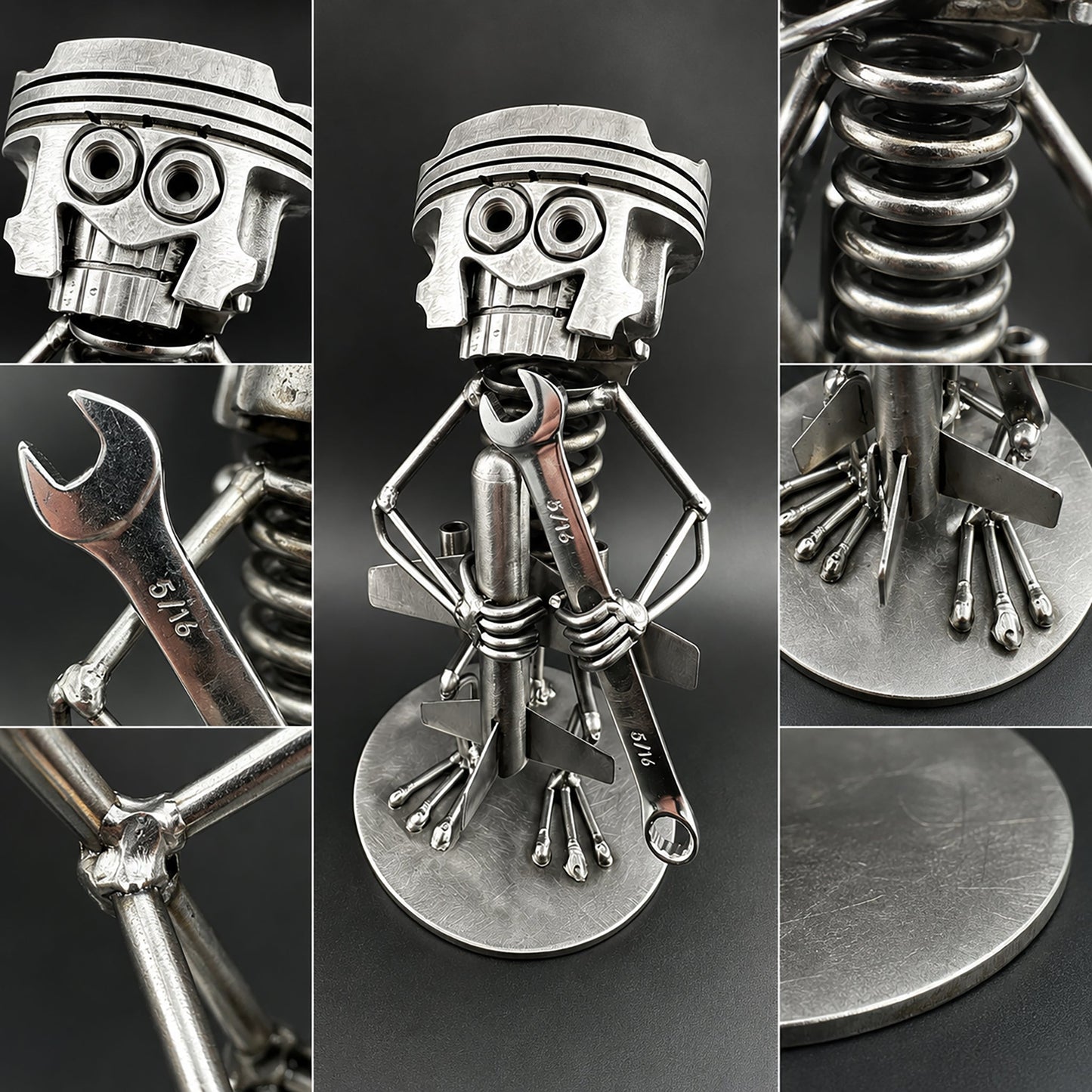 Handmade Piston Robot Sculpture – Built From Real Engine Parts