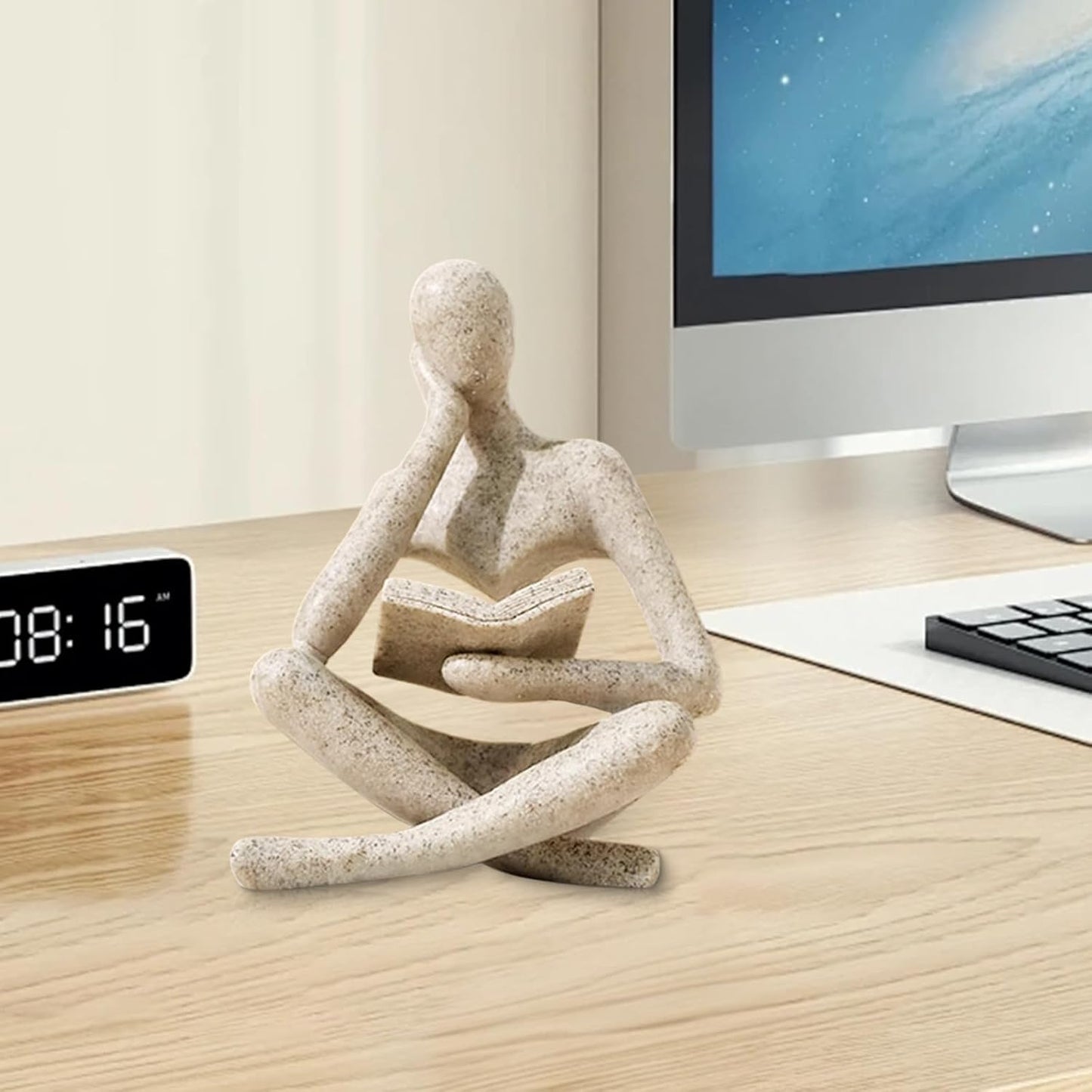 Reading Thinker Statue – Abstract Bookshelf Decor