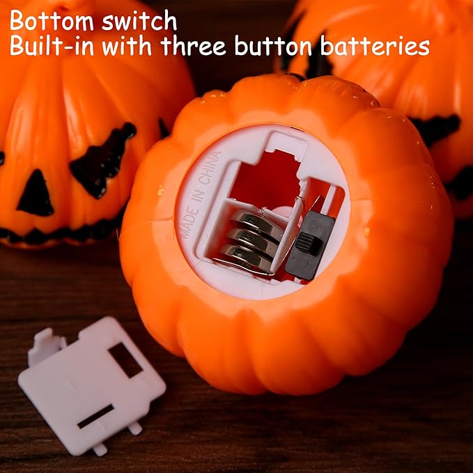2.2in Mini Carved Jack Halloween Pumpkin Light（3pack）