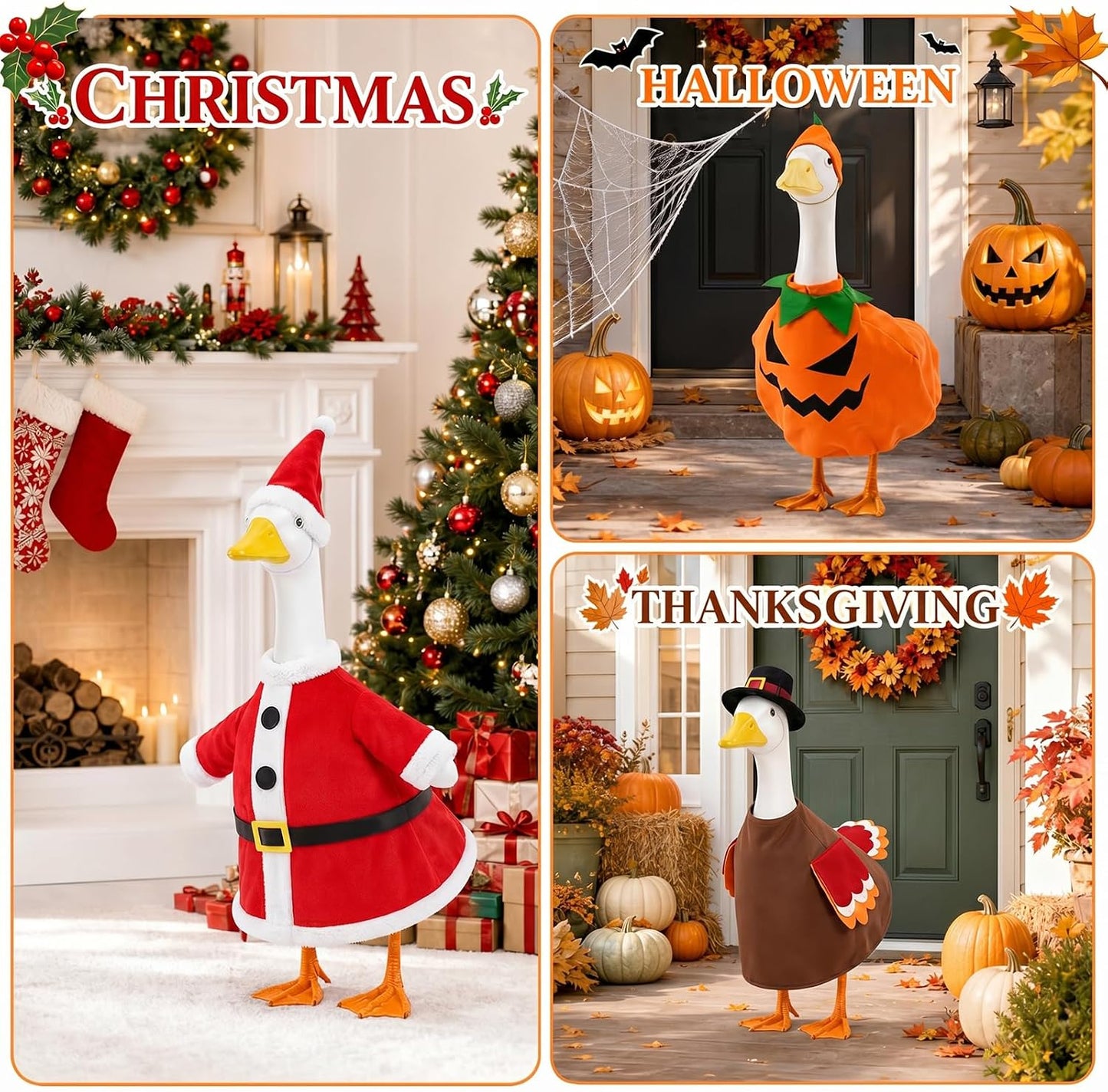 8 Holiday Porch Goose Outfits – Classic 23" Collection
