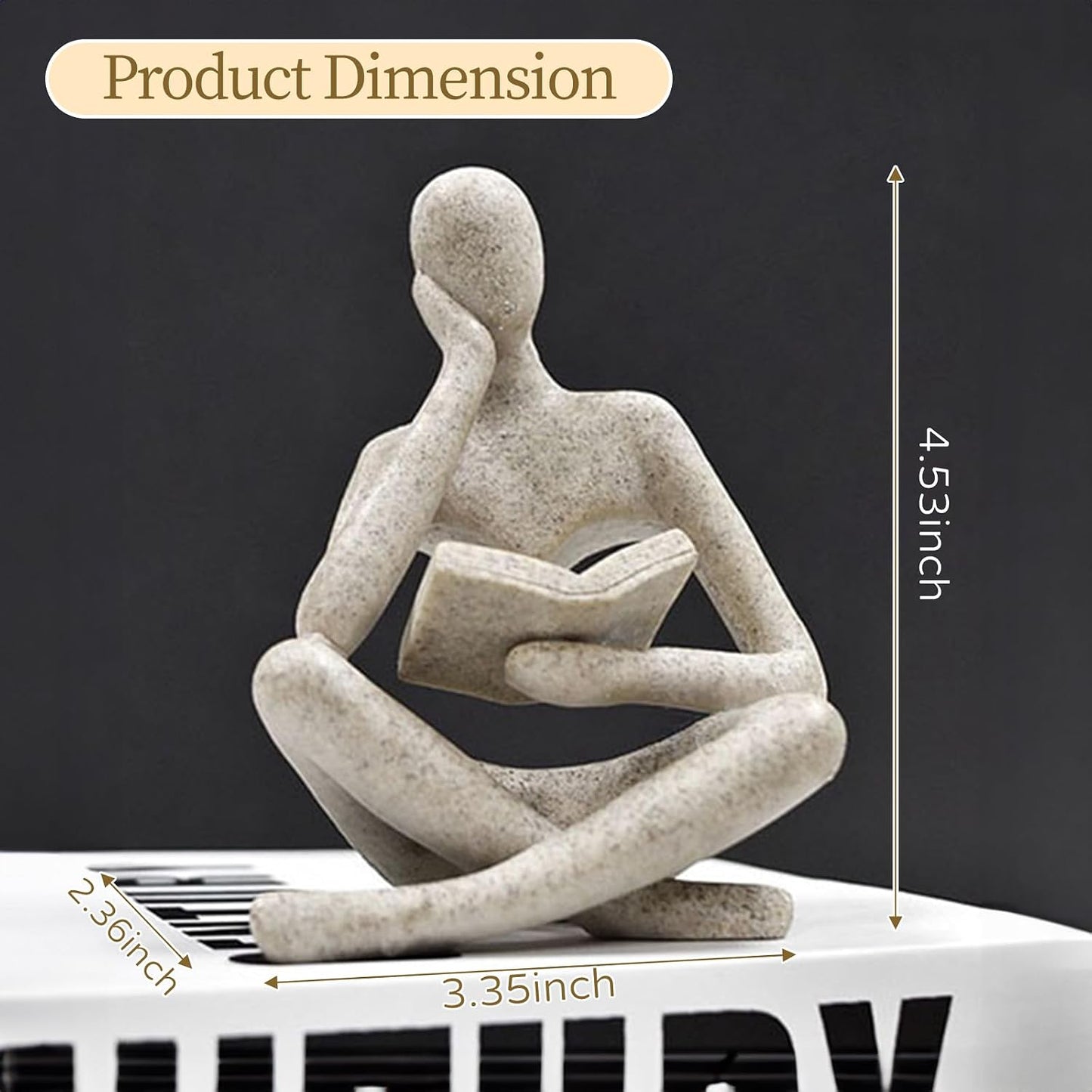 Reading Thinker Statue – Abstract Bookshelf Decor