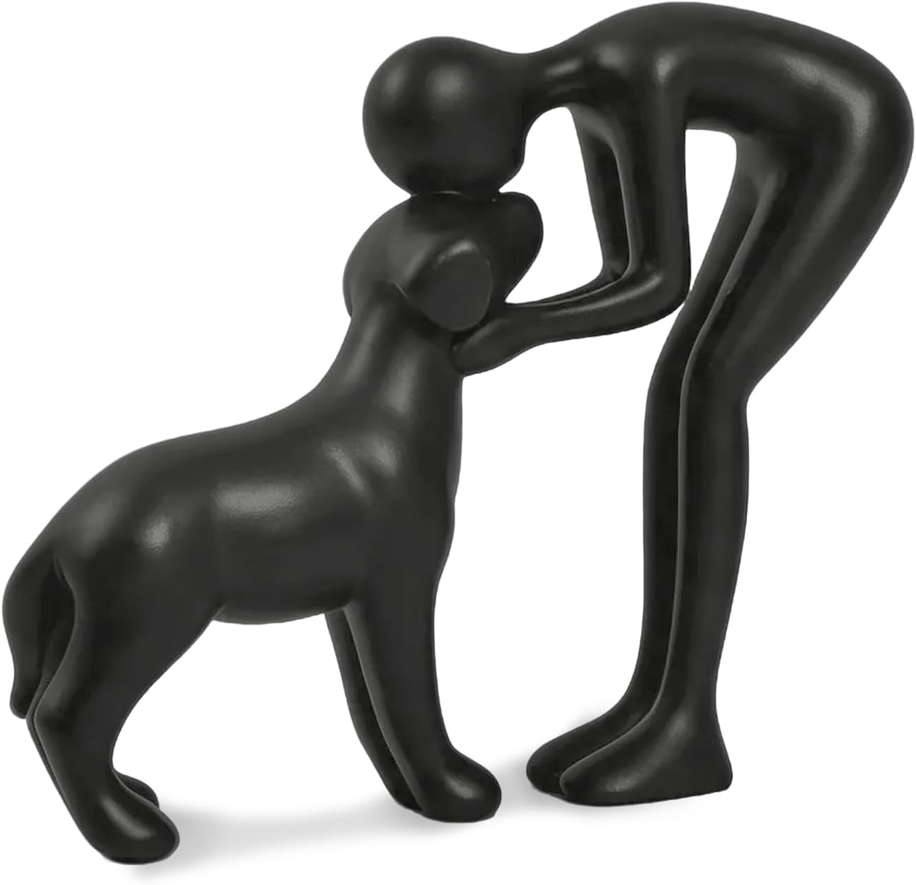Person & Dog Bond Sculpture – Abstract Pet Lover Figurine