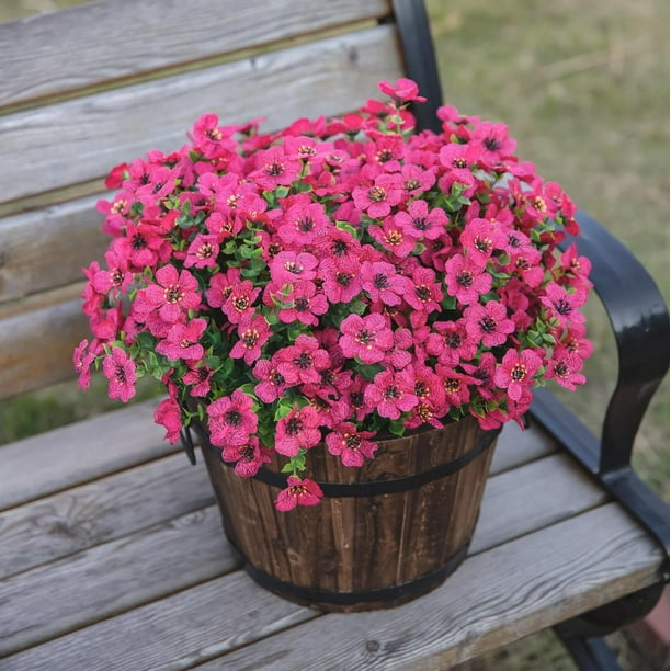 💐12PCS Artificial UV-resistant flowers: suitable for patios, porches and balconies-Rose Red