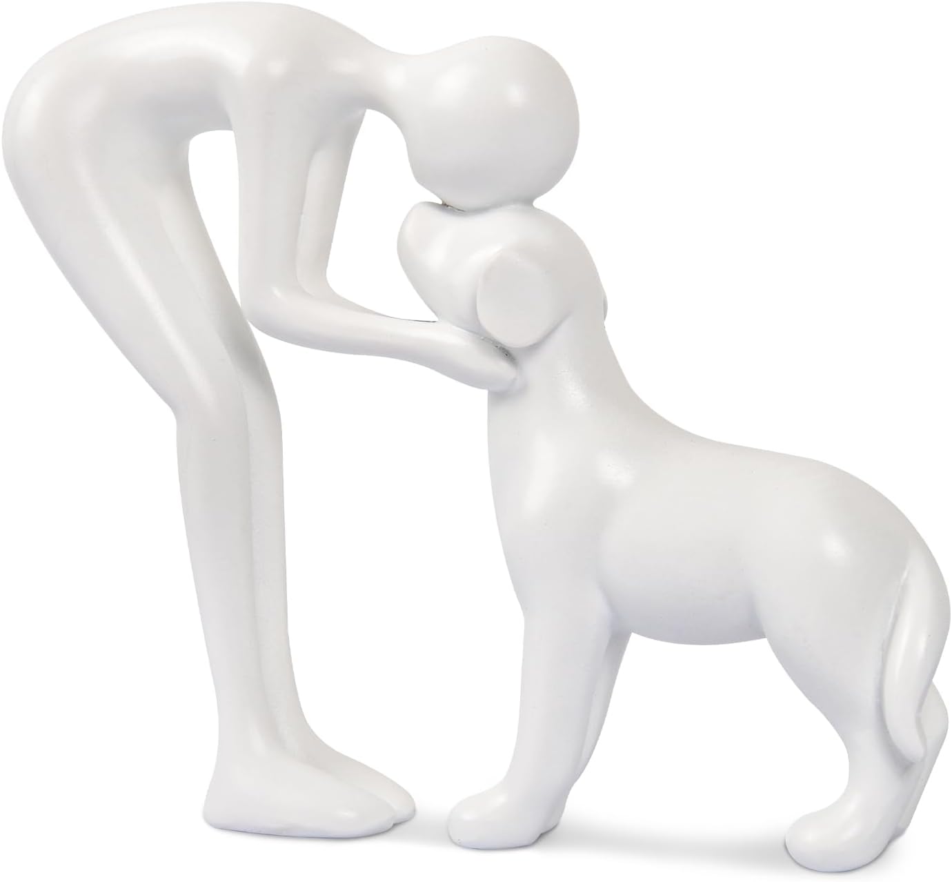 Person & Dog Bond Sculpture – Abstract Pet Lover Figurine